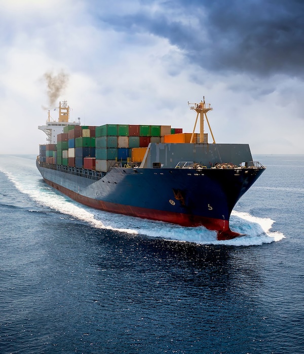 Container ship carrying international freight
